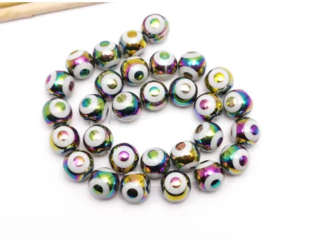Sirag margele sticla 10mm evil eye metalic mix