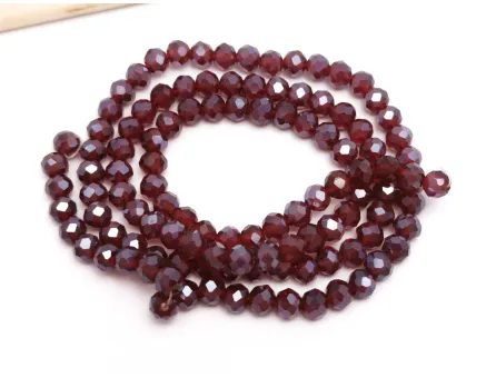 Margele cristal rondel fatetat 4x3mm burgundy luster (sirag)