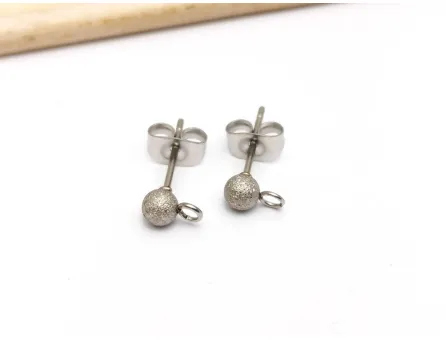 Tortite cercei otel inoxidabil 304 texturat cu biluta si opritor (2buc)