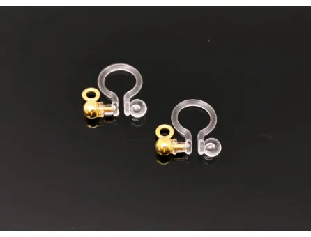 Tortite cercei otel inoxidabil 304 auriu si plastic cu clips 11x11x3mm (2buc)