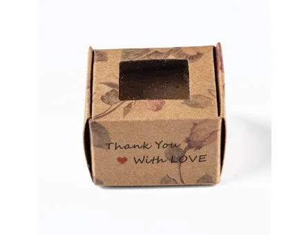 Cutiuta carton pentru bijuterii cu fereastra 4.3x4.3x2.7cm natur