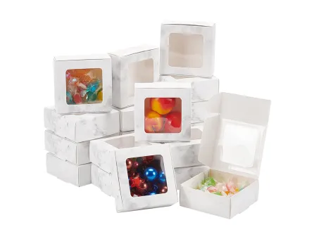 Cutiuta carton pentru bijuterii cu fereastra 7.5x7.5x3cm marmura