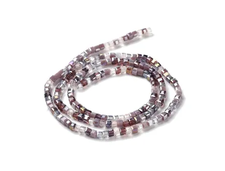 Margele cristal cub 2.5mm mix mov (sirag)