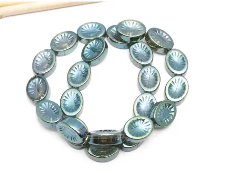 Cristal oval plat 14x10mm verde iris (sirag)