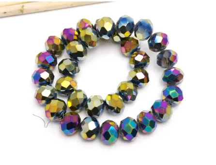 Margele cristal rondel fatetat 10x8mm metalic mix (sirag)