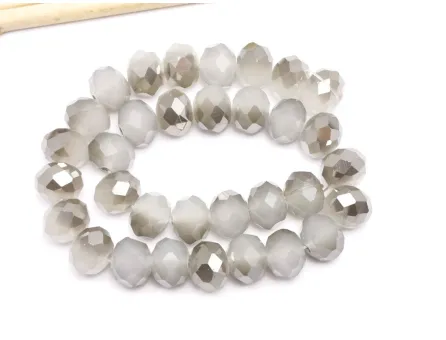 Margele cristal rondel fatetat 10x8mm gri opal argintiu (sirag)