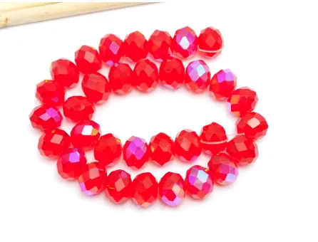 Margele cristal rondel fatetat 10x8mm rosu rubin heliotrop (sirag)