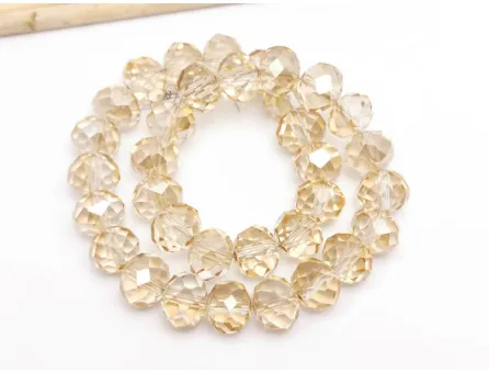 Margele cristal rondel fatetat 10x8mm bej lustered (sirag)