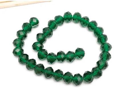 Margele cristal rondel fatetat 10x8mm smarald inchis (sirag)