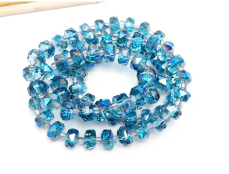 Margele cristal rondel fatetat electroplacat 8x5mm marin iris (sirag)