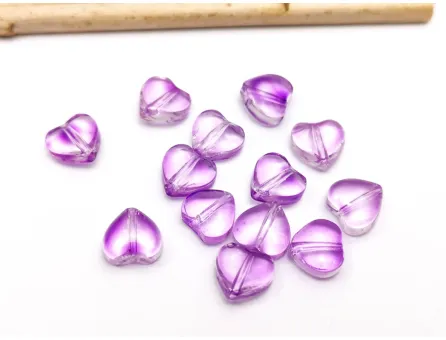 Margele sticla inima 6x6x4mm mov lila (10buc)