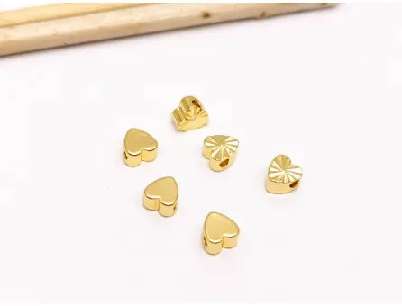 Margele de alama inima 5x5x3mm placate cu aur 18K (1buc)