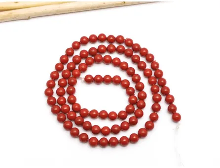 Sirag perle tip Mallorca 4mm rosu caramiziu