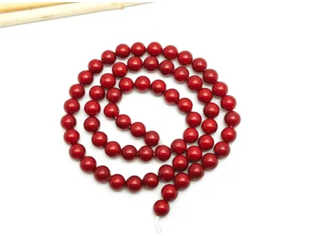 Sirag perle tip Mallorca 6mm rosu inchis