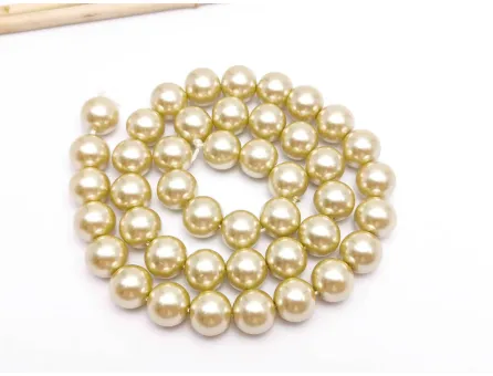 Perle de sticla calitate a 10mm bej (sirag)