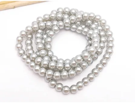 Sirag perle de sticla 6mm gri deschis