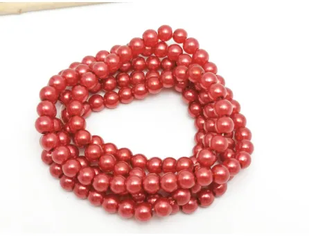 Sirag perle de sticla 6mm rosu grena