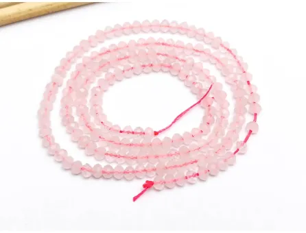 Sirag cuart roz rondele microfatetate 3x2mm