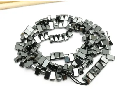 Sirag hematit dreptunghi conic cu doua orificii 7x3x3mm