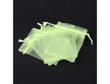 Saculet organza 9x7cm verde lime