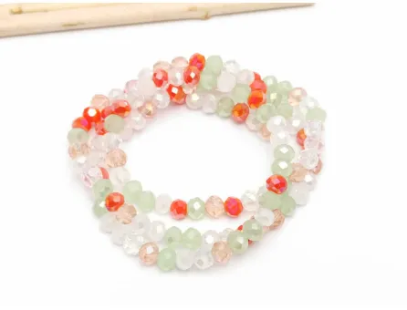 Margele cristal rondel fatetat 4x3mm mix portocaliu verde (sirag)