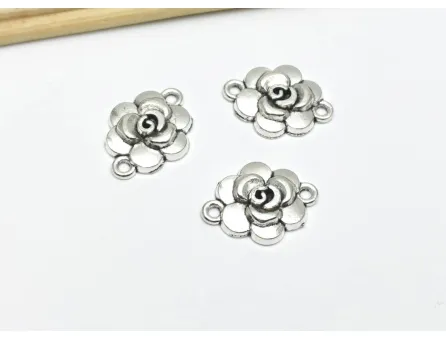 Link argintiu floare 19x14x3.5mm