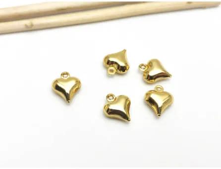 Charm otel inoxidabil 304 auriu inima 11x9mm