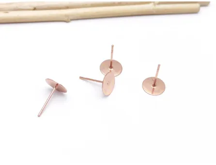 Tortite cercei otel inoxidabil rose gold 304 platou 6mm (2buc)