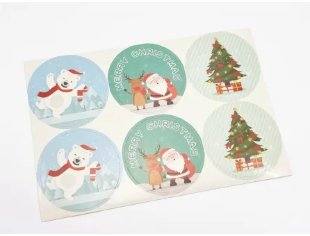 Etichete adezive rotunde de craciun 4cm