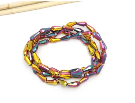 Margele cristal picatura electroplacate 10x4mm metalic mix (sirag)