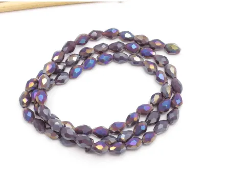 Margele cristal picatura 6x4mm mov opac AB (sirag)