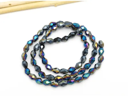 Margele cristal picatura 6x4mm hematit AB (sirag)