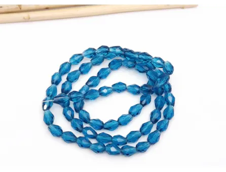 Margele cristal picatura 6x4mm marin (sirag)