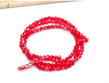 Margele cristal biconic 2x3mm rosu opac AB (sirag)