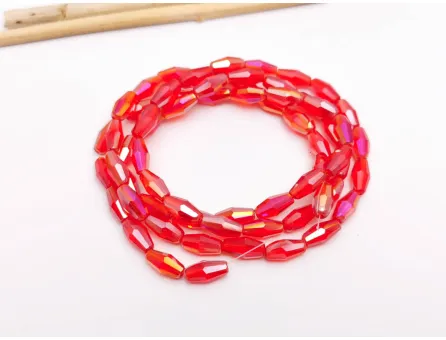 Margele cristal biconic 8x4mm rosu AB (sirag)