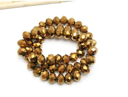 Margele cristal rondel fatetat 8x6mm cupru (sirag)