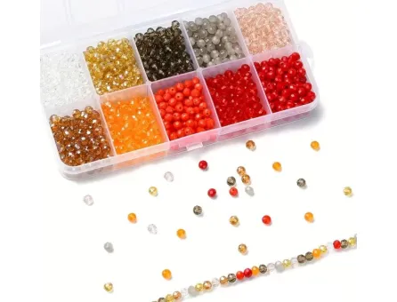 Kit creativ margele cristale rondele 4x3mm 1300 buc + cutie compartimentata