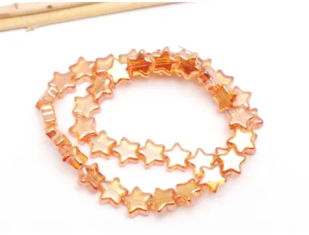 Margele sticla stea 9x8mm auriu roscat (sirag)