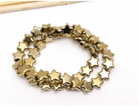 Margele sticla stea 9x8mm auriu (sirag)