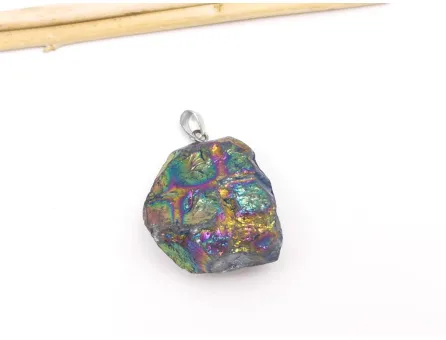 Pandantiv cuart electroplacat nugget 29x25x15mm