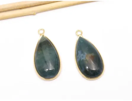 Pandantiv moss agate in montura aurie 33x16mm