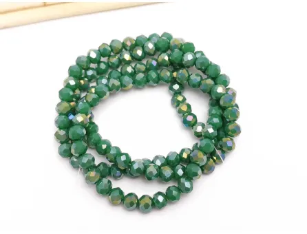 Margele cristal rondel fatetat 4x3mm verde opac AB (sirag)