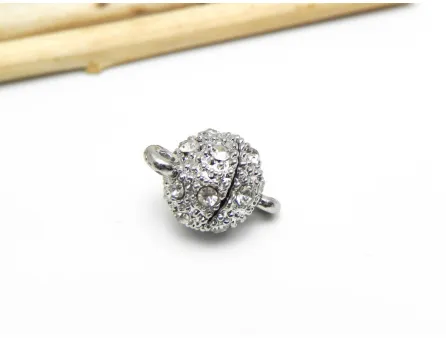 Inchizatoare magnetica cu rhinestone 16x10mm argintiu inchis