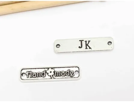 Link dreptunghi argintiu 25.5x6x1.5mm handmade