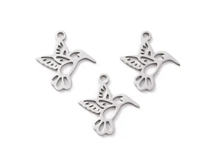 Charm otel inoxidabil pasare 18x17mm