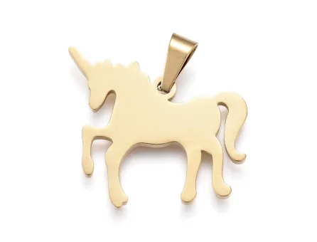 Charm otel inoxidabil 304 auriu unicorn 21x20mm