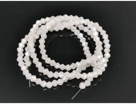 Margele cristal biconic 2x3mm alb opal AB (sirag)