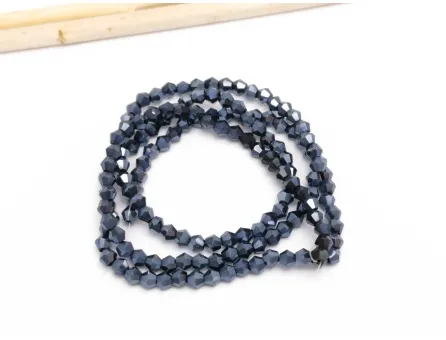 Margele cristal biconic electroplacat 2x3mm hematit (sirag)