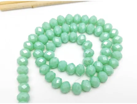 Margele cristal rondel fatetat 8x6mm turcoaz opac lustered (sirag)