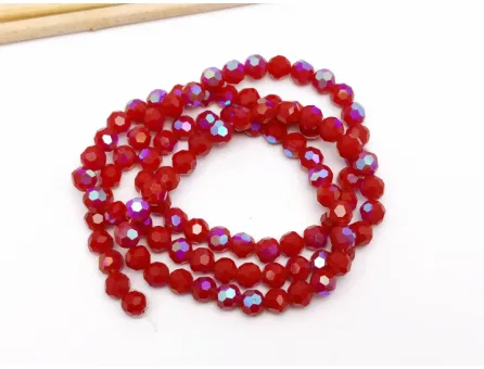 Margele cristal rotund fatetat 6mm rosu inchis opac heliotrop (sirag)